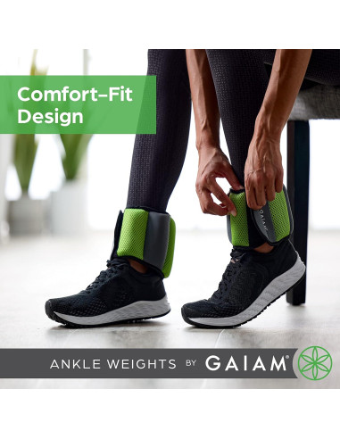 Pesas de Tobillo Gaiam 5 lb Ajustables para Entrenamiento