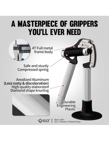 Entrenador de Fuerza de Agarre GD Iron Grip Ajustable 90kg