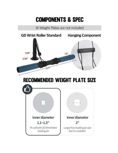 Rodillo de Muñeca Colgante GD para Antebrazo - Ejercicio y Fuerza