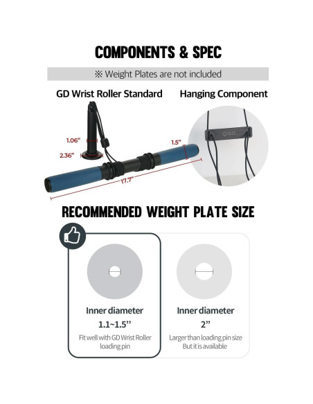 Rodillo de Muñeca Colgante GD para Antebrazo - Ejercicio y Fuerza