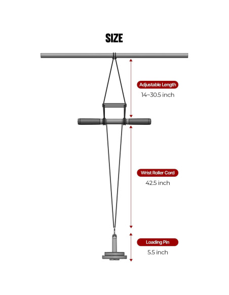 Rodillo de Muñeca Colgante GD para Antebrazo - Ejercicio y Fuerza