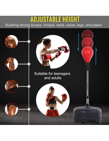 Saco de Boxeo Soozier Ajustable con Guantes - Rojo