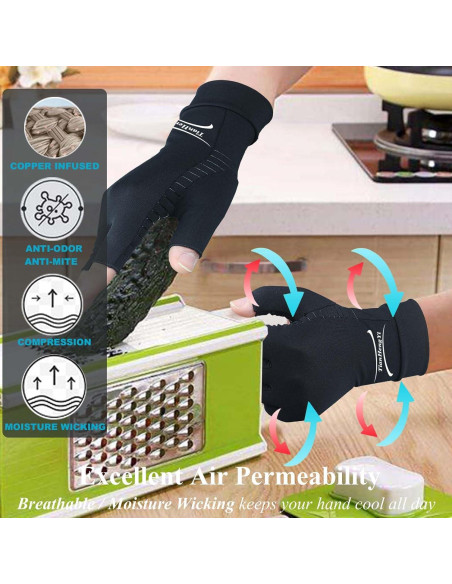 Guantes de Cobre para Artritis Tianhengyi - Compresión Sin Dedos (Grande)