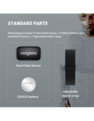 Monitor de Frecuencia Cardíaca Magene H64, Correa de Pecho IP67