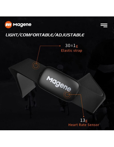 Monitor de Frecuencia Cardíaca Magene H64, Correa de Pecho IP67