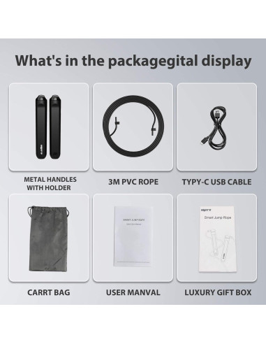 Cuerda de Salto Rápida Wigore con Contador y App - 3m