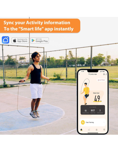 Cuerda de Salto Rápida Wigore con Contador y App - 3m