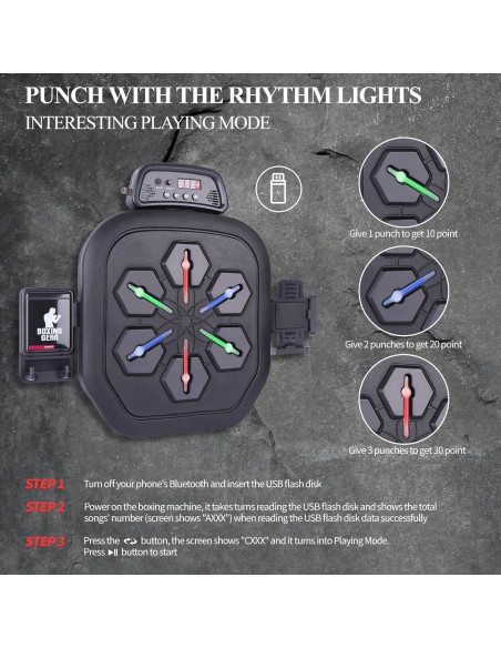 Máquina de Boxeo Musical Zeinlenx Boxing Pro con Guantes