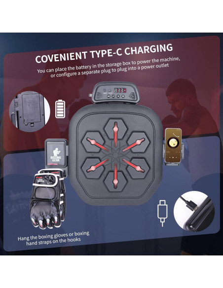 Máquina de Boxeo Musical Zeinlenx Boxing Pro con Guantes