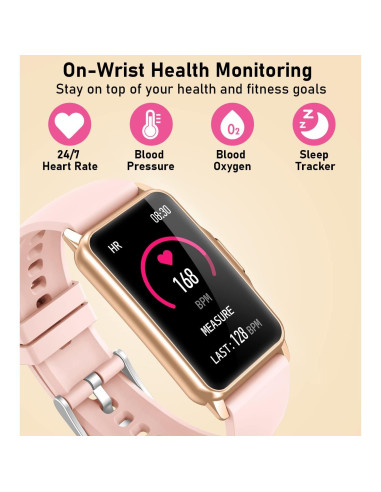 Reloj Inteligente Mindrose Rosa Dorado con Monitoreo de Salud