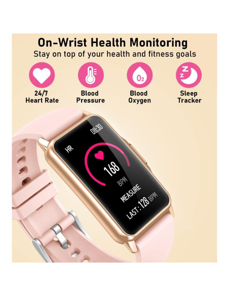 Reloj Inteligente Mindrose Rosa Dorado con Monitoreo de Salud