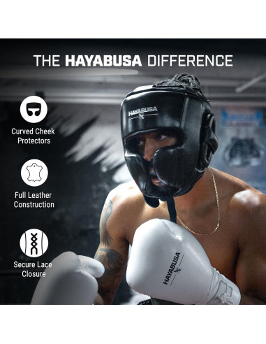 Casco de Boxeo Hayabusa Pro Cuero Ajustable - Negro Talla Única