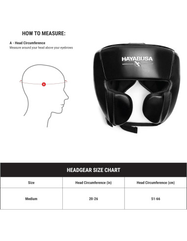 Casco de Boxeo Hayabusa Pro Cuero Ajustable - Negro Talla Única