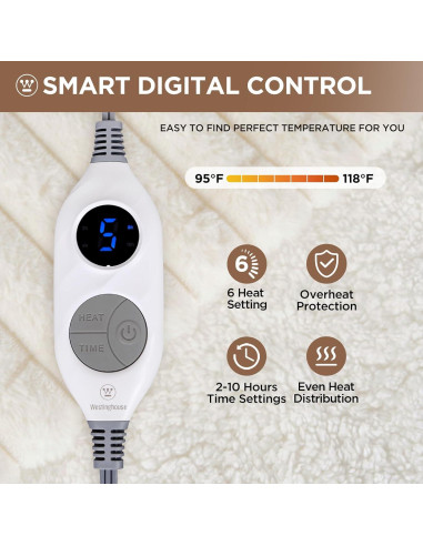 Manta Térmica Westinghouse 127x152 cm 6 Niveles Calor Beige