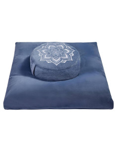 Cojín de Meditación Hunnidspace Azul con Relleno de Trigo Sarraceno y Espuma Viscoelástica