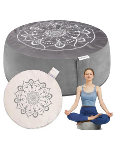 Cojín de Meditación Hihealer Redondo 40cm Terciopelo Trigo Sarraceno
