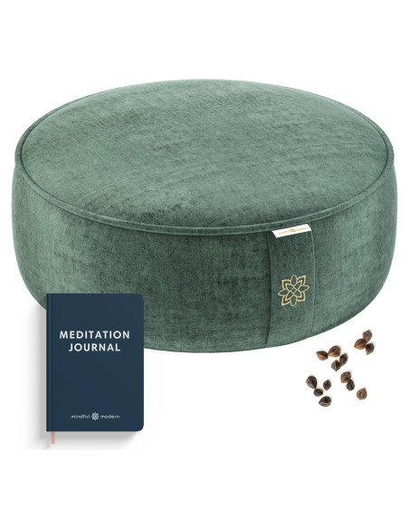 Cojín de Meditación Zafu Mindful Modern - Terciopelo Verde Esmeralda