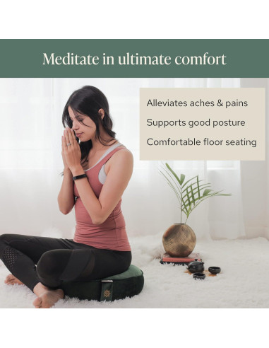 Cojín de Meditación Zafu Mindful Modern - Terciopelo Verde Esmeralda