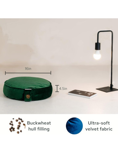 Cojín de Meditación Zafu Mindful Modern - Terciopelo Verde Esmeralda