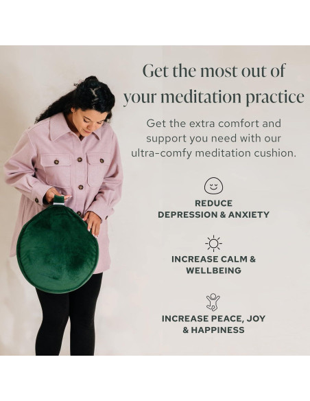 Cojín de Meditación Zafu Mindful Modern - Terciopelo Verde Esmeralda
