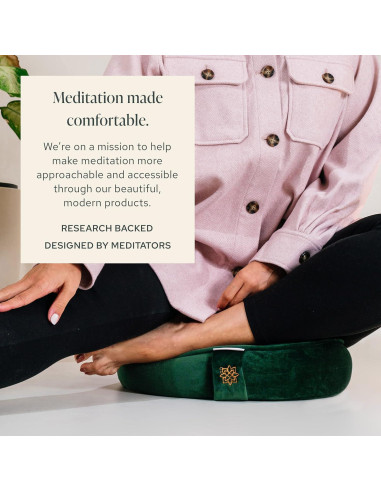 Cojín de Meditación Zafu Mindful Modern - Terciopelo Verde Esmeralda