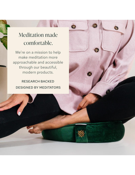 Cojín de Meditación Zafu Mindful Modern - Terciopelo Verde Esmeralda