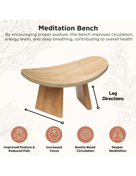 Banco de Meditación Ergonómico ROLUXENTIA Madera Natural 21x41 cm