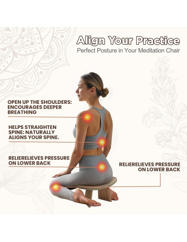 Banco de Meditación Ergonómico ROLUXENTIA Madera Natural 21x41 cm