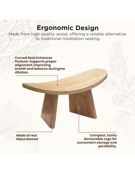 Banco de Meditación Ergonómico ROLUXENTIA Madera Natural 21x41 cm