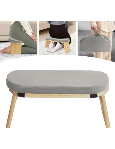 Banco de Meditación Plegable Netcoin con Cojín y Bolsa Gris