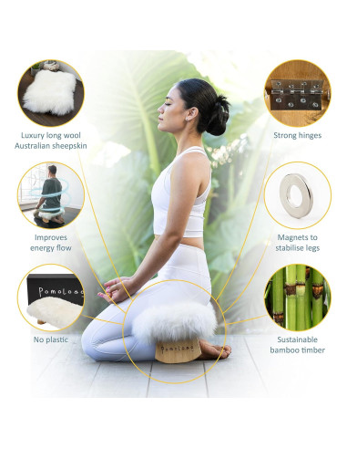 Banco de Meditación Pomoloso con Funda de Piel de Oveja