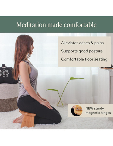 Banco de Meditación Plegable Mindful Modern - Taburete de Bambú