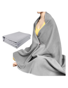 Manta de Yoga Orgánica IEADEN Gris - Antideslizante, Reversible, 152x203 cm