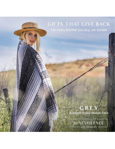 Manta Mexicana Tejida a Mano Benevolencia LA 127x178 cm Gris 2