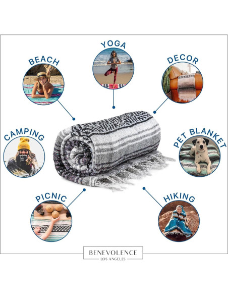 Manta Mexicana Tejida a Mano Benevolencia LA 127x178 cm Gris