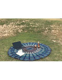 Manta Redonda de Playa Raajsee 100% Algodón Mandala 172.72 cm 2