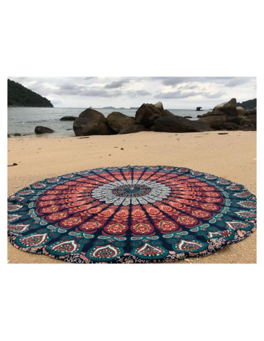 Manta Redonda de Algodón Raajsee 172 cm Bohemia Floral