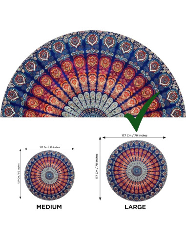 Manta Redonda de Algodón Raajsee 172 cm Bohemia Floral