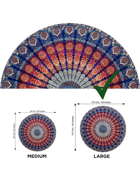 Manta Redonda de Algodón Raajsee 172 cm Bohemia Floral