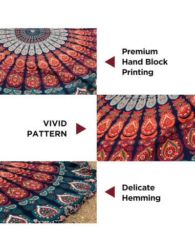 Manta Redonda de Algodón Raajsee 172 cm Bohemia Floral