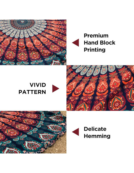 Manta Redonda de Algodón Raajsee 172 cm Bohemia Floral