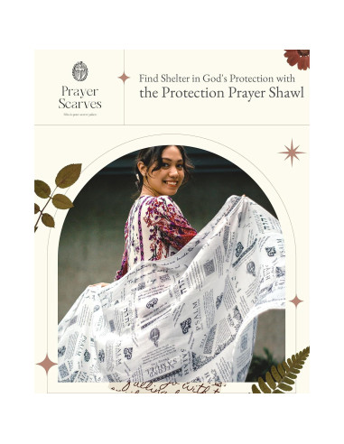 Chal de Oración Cristiano Marfil 178x89 cm con Versículos