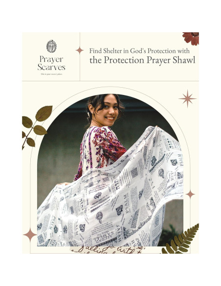 Chal de Oración Cristiano Marfil 178x89 cm con Versículos