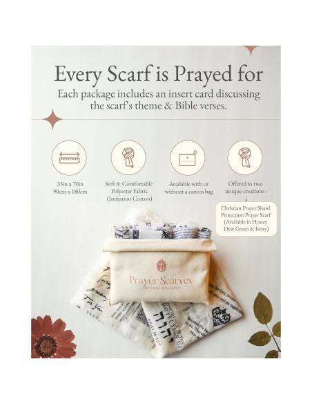 Chal de Oración Cristiano Marfil 178x89 cm con Versículos