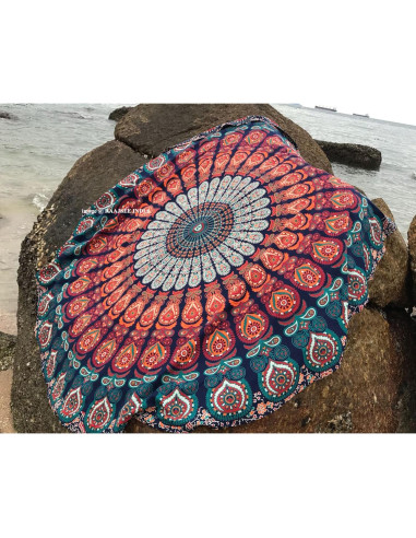 Manta Redonda de Algodón Raajsee 172 cm Bohemia Floral