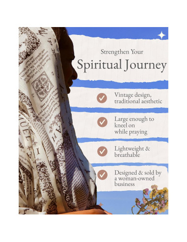 Chal de Oración Cristiano Marfil 178x89 cm con Versículos