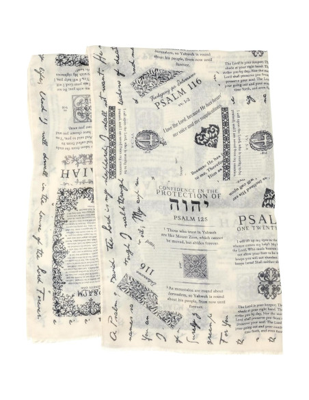 Chal de Oración Cristiano Marfil 178x89 cm con Versículos