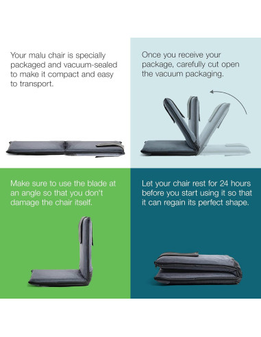 Silla de Suelo Malu Verde Bosque Plegable con Cojín Ajustable