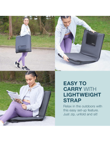 Silla de Suelo Malu Verde Bosque Plegable con Cojín Ajustable