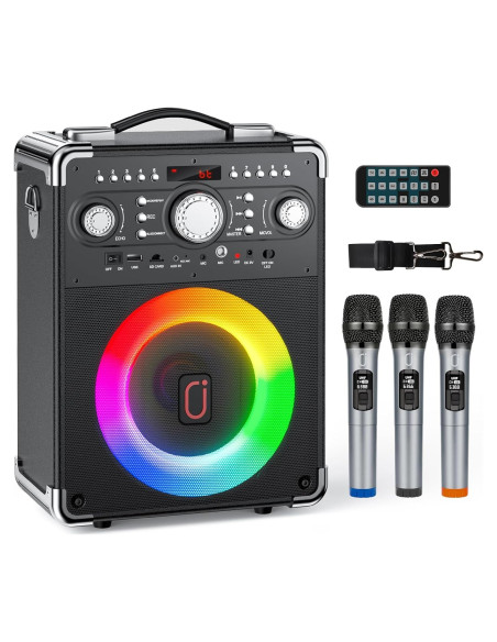 Karaoke Bluetooth JAUYXIAN S8-T con 3 Micrófonos Inalámbricos